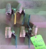 Qty (5) brass 3/4 inch MPT hand operated ball valves