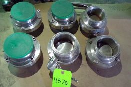 Qty (6) sanitary stainless 4 inch hand operated butterfly valves