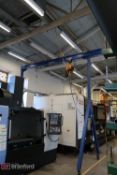 1-Ton Rolling Gantry Crane, Adjustable Height, 14' Beam w/ Harrington Electric Chain Hoist,