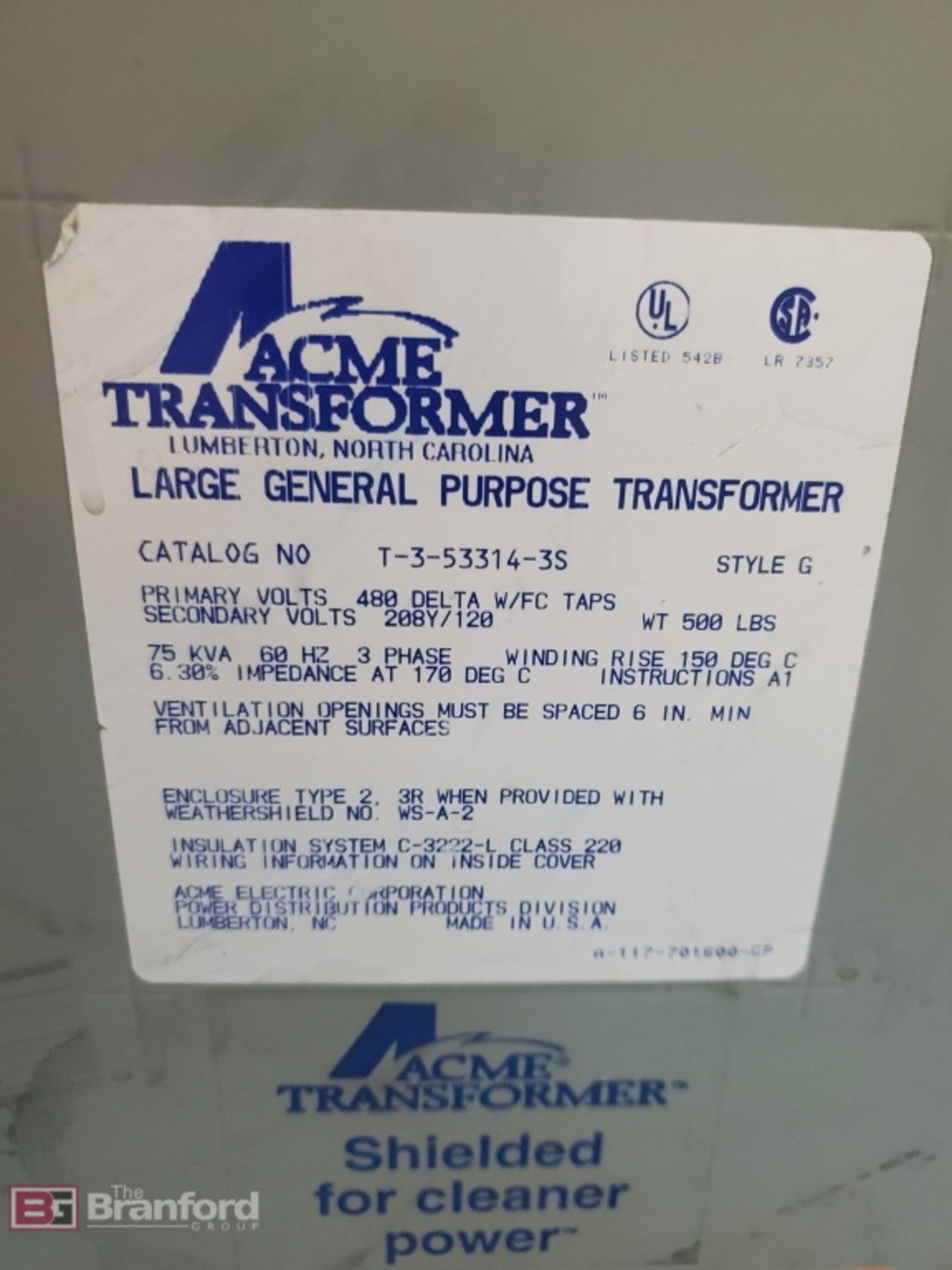 Acme 75-kVA Transformer - Image 2 of 2