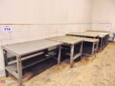 Large lot of wooden & steel top tables