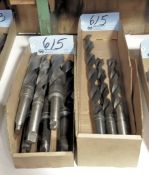 Lot-(9) Large Taper Shank Drills in (2) Boxes