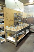 Lot-(2) Layout Benches, (2) Shelving, (2) Stands, (4) Benches