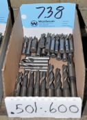 Lot- .501 - .600 Single End Mills in (1) Box