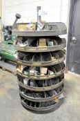 7-Tier Rotary Parts Bin Rack with Hardware Contents