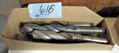 Lot-(6) Large Taper Shank Drills in (1) Box