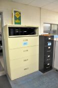 Lot-(1) 4-Drawer File Cabinet, (3) 5-Drawer Lateral File Cabinets
