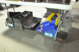 Lot-Parts Bin and Totes Under (1) Table