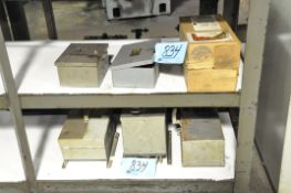 Lot-Buss Plugs and Safety Switch Boxes on (2) Shelves