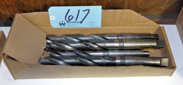Lot-(7) Large Taper Shank Drills in (1) Box