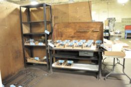 Lot-(3) Short Shop Cabinets, (3) Benches, (1) Shelving