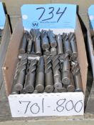 Lot- .701 - .800 Single End Mills in (1) Box
