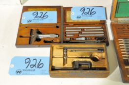 Lot-(1)Telescoping Gage Set, (1) Inside Micrometer Set, and (2) Depth Micrometers