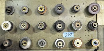 Lot-Used Grinding Wheels on (2) Wall Boards