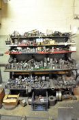 Lot-Various Steel and Tool Steel Cutoff Stock with Rack and on Floor Next to Rack