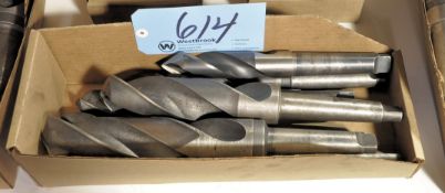 Lot-(7) Large Taper Shank Drills in (1) Box