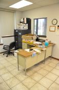 Lot-(1) Desk, (2) Vertical File Cabinets, (2) Bookcases and (1) Portable Cabinet