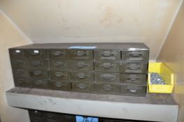 Lot-24 Bin Organizer Cabinet with Various Hardware Contents