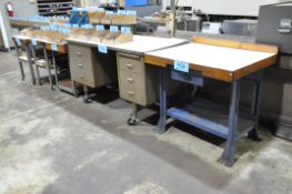 Lot-(4) Various Work Benches and (1) Desk in (1) Row