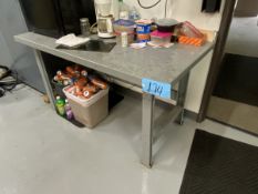 Lot of (1) 60'' L x 30'' W Metal Work Bench (With No Contents)