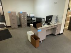 Lot of (1) Multi Drawer Office Desk with (2) Multi-Drawer Filing Cabinets (With No Contents)