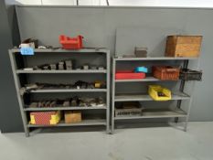 Lot of (2) Various Size Metal Storage Racks Complete with Contents on Shelves