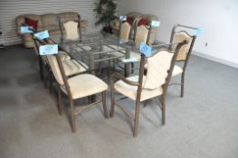 Glass Table with (8) Chairs (Upstairs)