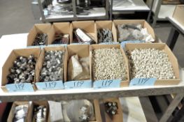 Lot-Plastic Caps, Plastic Handles, Pipe Clamps, Springs, Spring Clamps & Light Ballast in (10) Boxes