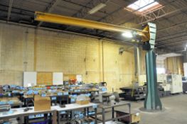 360-Degree Articulating Floor Mounted Jib Crane with Electric Hoist, Approx. 15' Span