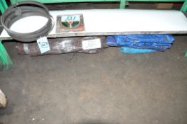 Lot-Plastic Tarps on Floor Under (1) Bench (Blades and Bench Not Included)