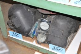 Lot-Welding Helmets, Respirators and Replacement Glass Shields in (2) Boxes on Lower Shelf