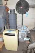 Lot-(1) Amana Portable Air Conditioner, (2) Small Box Fans, and (1) Dayton 18