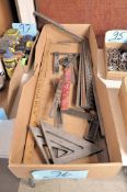 Lot-Various Carpenter Squares, Speed Squares, Level, Stick Rule, Etc. in (1) Box