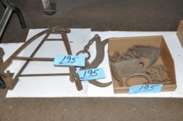 Lot-(2) Material Stock Grabs in (1) Box with (2) Various Stock Grabs on Floor Under (1) Table