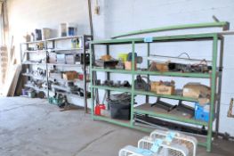 Lot-(2) Sections Steel Shelving with Machine Parts and Maintenance Contents, Etc. (Bldg 2)