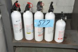 Lot-(5) Various White Fire Extinguishers on Lower Shelf