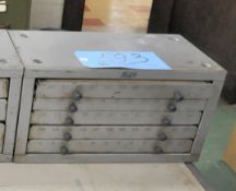 Huot Numeric 5-Drawer Index Cabinet with Partial Drill Contents