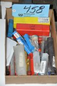 Lot-Various Packaged Mills and Cutters in (1) Box on Floor Under (1) Table