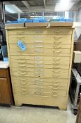 Lot-(3) 5-Drawer Blueprint Cabinets with Stand