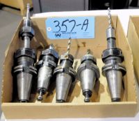 Lot-(5) CAT40 Taper Collet Type Tool Holders with Cutters in (1) Box