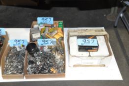 Lot-Brake Rotors, Bolts, Nuts, and Washers in (4) Boxes Under (1) Table