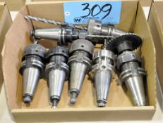 Lot-(7) CAT40 Taper Collet Type Tool Holders with Cutters in (1) Box