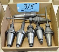 Lot-(7) CAT40 Taper Collet Type Tool Holders with Cutters in (1) Box