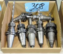 Lot-(7) CAT40 Taper Collet Type Tool Holders with Cutters in (1) Box