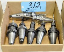 Lot-(7) CAT40 Taper Collet Type Tool Holders with Cutters in (1) Box