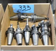 Lot-(7) CAT40 Taper Tool Holders with Cutters in (1) Box