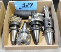 Lot-(5) CAT40 Taper Tool Holders (4-with Cutters) in (1) Box