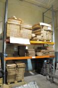 Lot-Various Sizes of Cardboard Boxes on (2) Shelves and on Floor on (1) Pallet Rack,