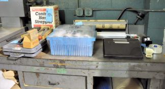 Lot-Banding Tools, Poly Strapping, Roll Paper Dispenser, Stretch Wrap, etc. with Work Bench