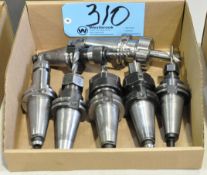 Lot-(7) CAT40 Taper Collet Type Tool Holders with Cutters in (1) Box
